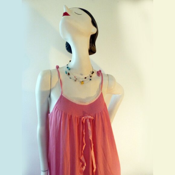 Long vintage pink nightgown by Boudoir,  Medium Size - Picture 3 of 4